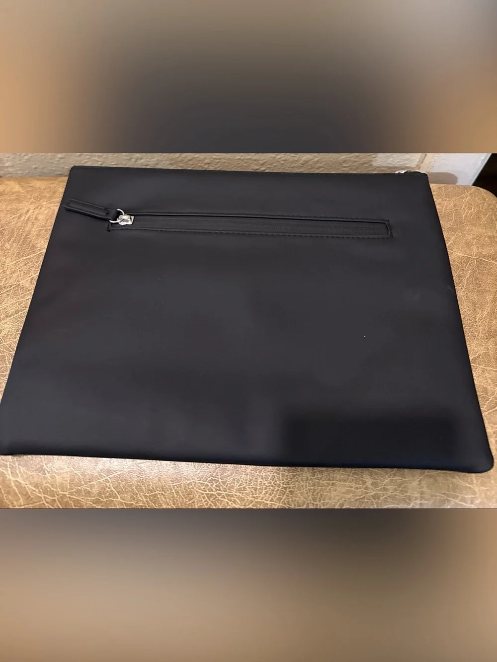 Prada Black Pouch with Red Vertical PRADA Stripe